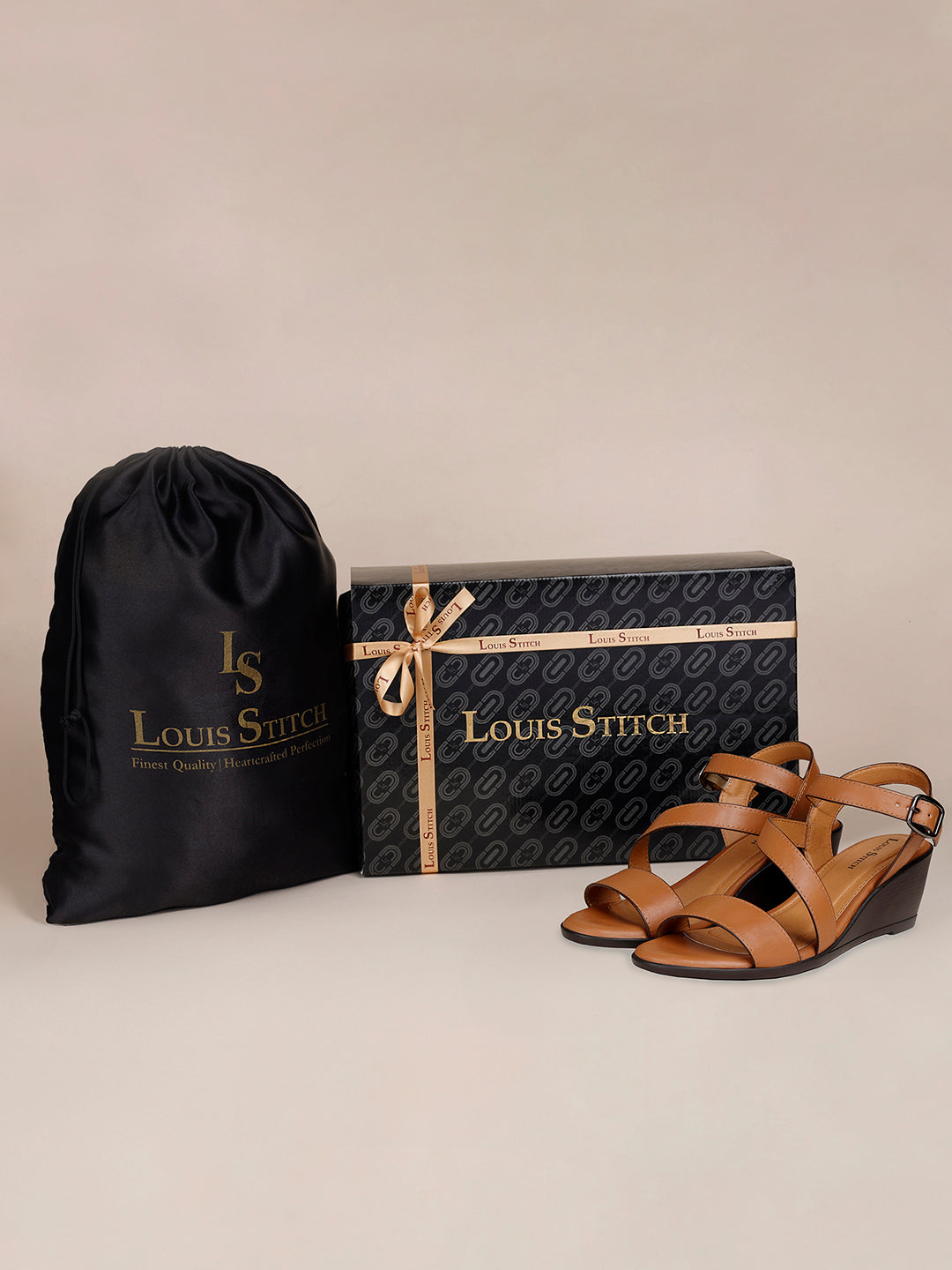 Women's Striped Wedge Heel Tan Lightweight Sandals