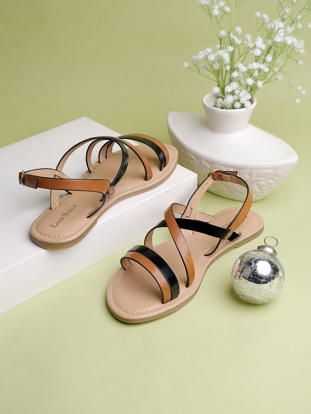 Women's Dual Color Striped Lightweight Sandals