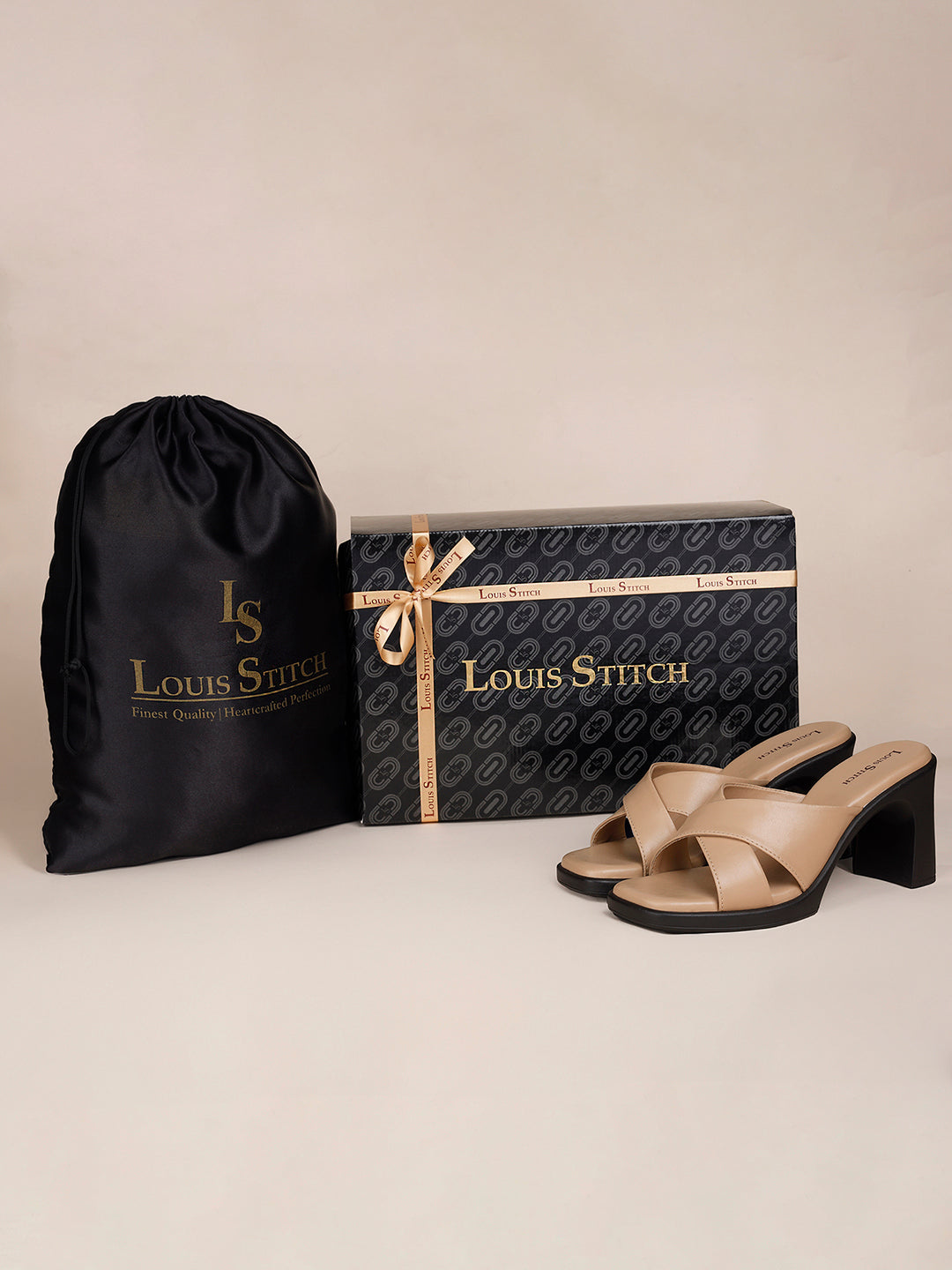 Women's Cross Strap Block Heel Beige Lightweight Sandals