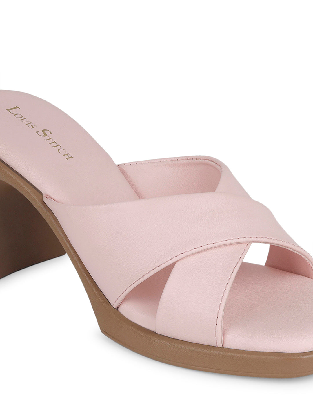 Women's Cross Strap Block Heel Pink Lightweight Sandals