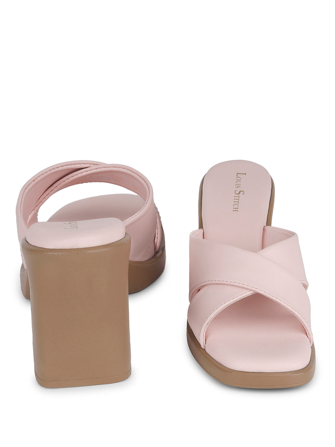 Women's Cross Strap Block Heel Pink Lightweight Sandals