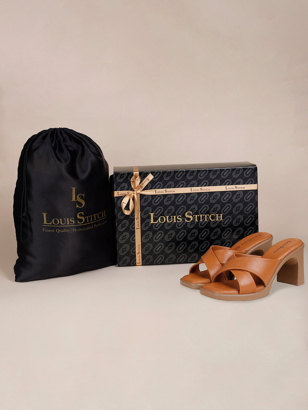 Women's Cross Strap Block Heel Tan Lightweight Sandals