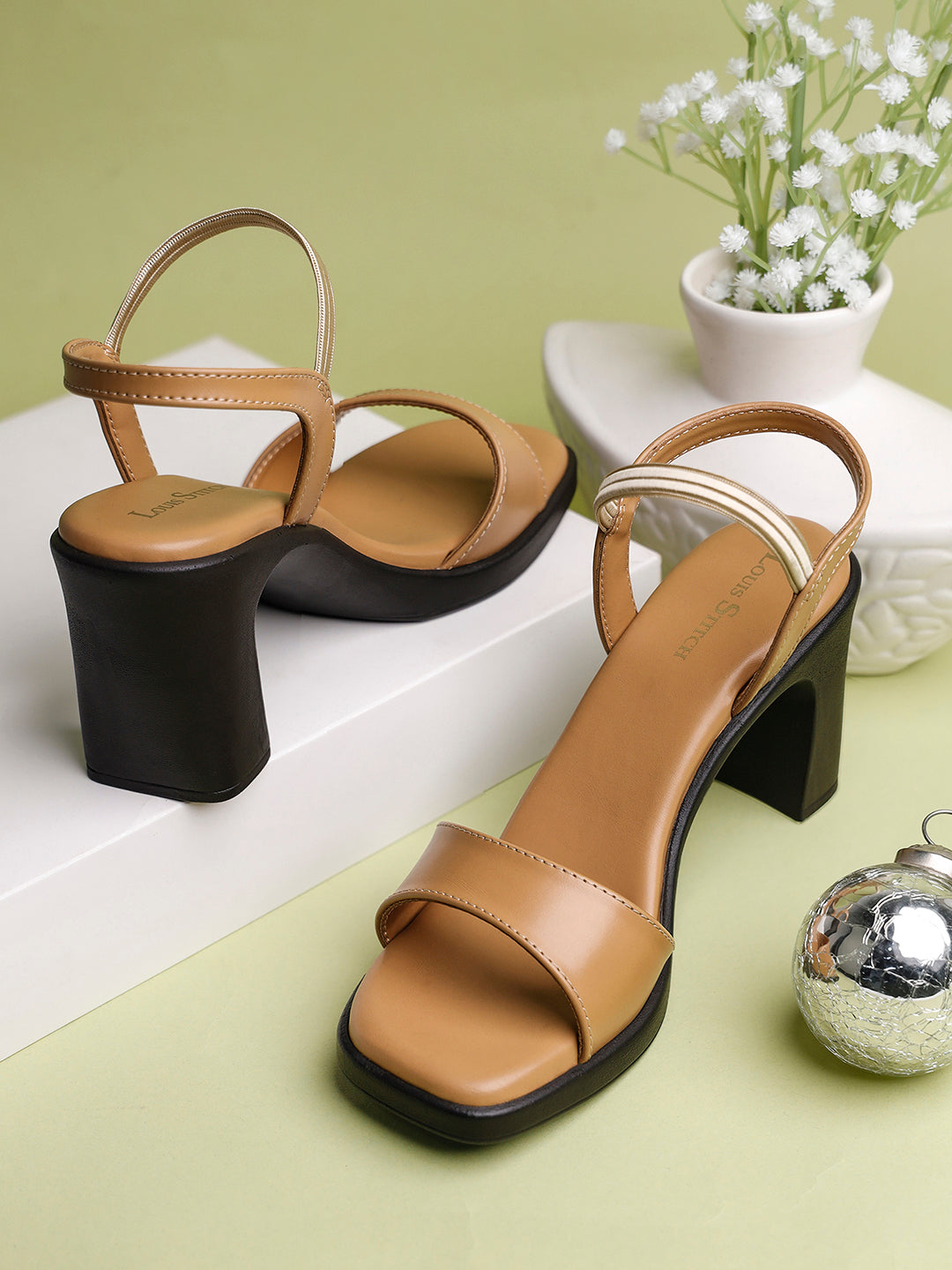 Women's Stylish Block Heel Beige Lightweight Sandals