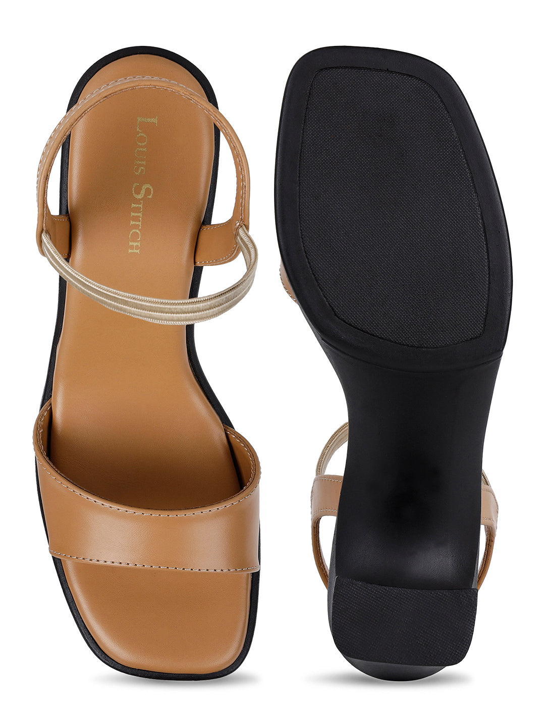 Women's Stylish Block Heel Beige Lightweight Sandals