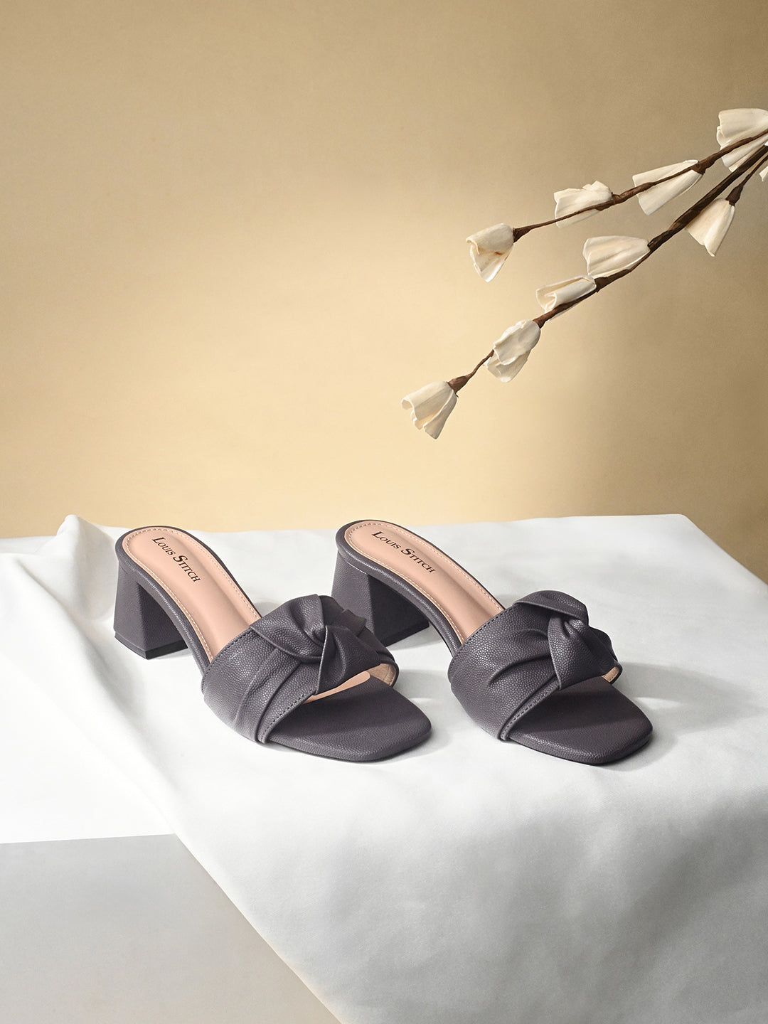 Women's Grey Open Toe Bow Strap Lightweight Sandals