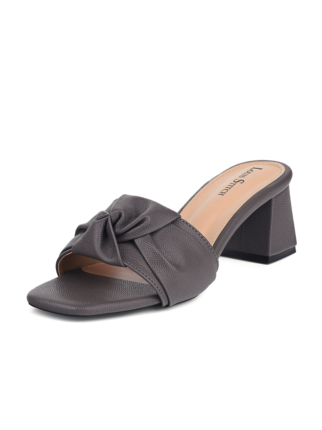 Women's Grey Open Toe Bow Strap Lightweight Sandals