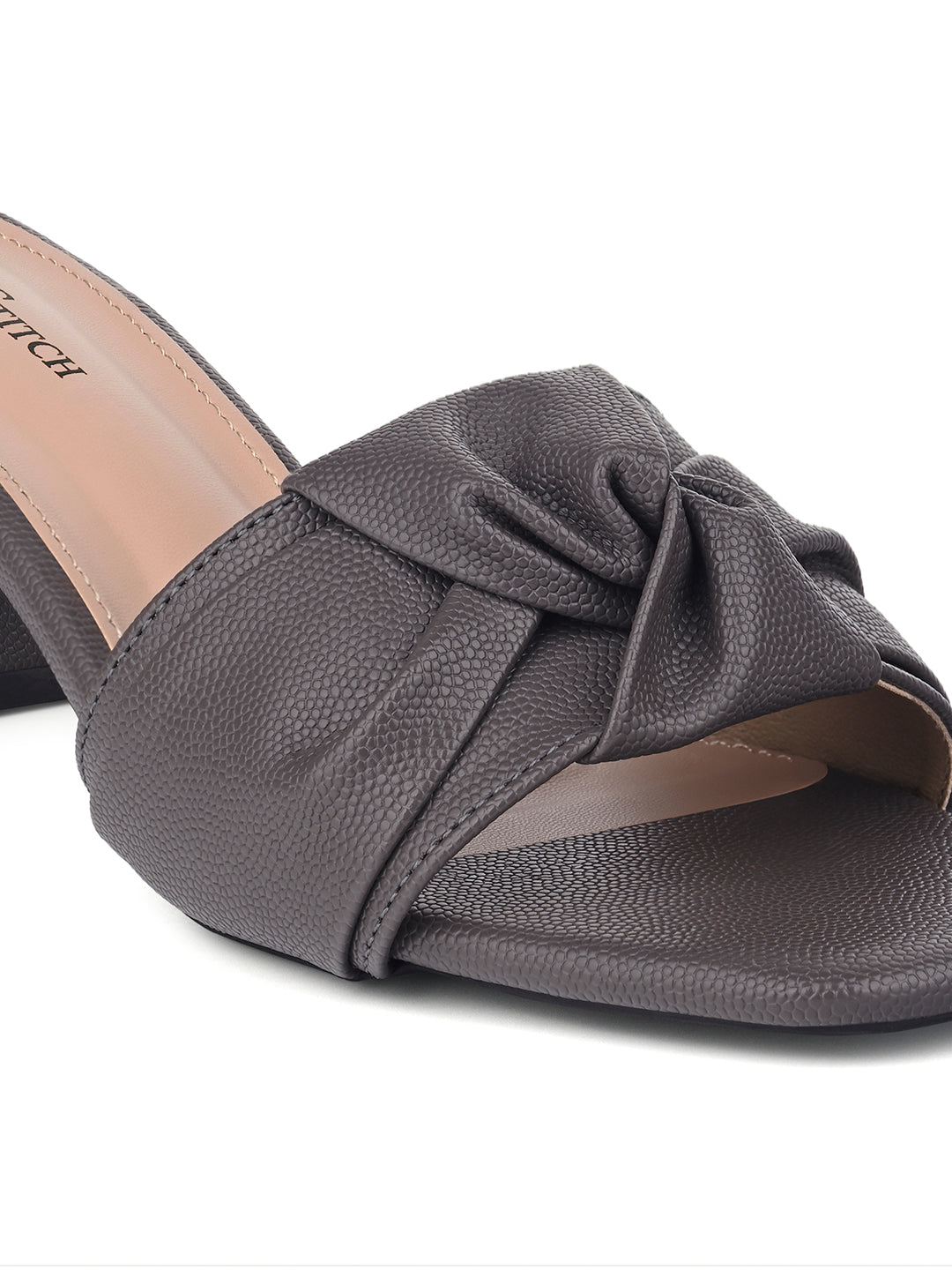 Women's Grey Open Toe Bow Strap Lightweight Sandals
