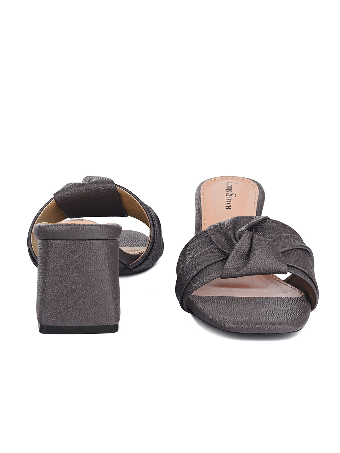 Women's Grey Open Toe Bow Strap Lightweight Sandals