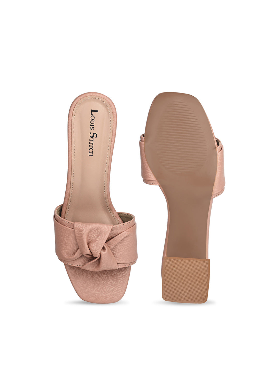 Women's Peach Pink Open Toe Bow Strap Lightweight Sandals