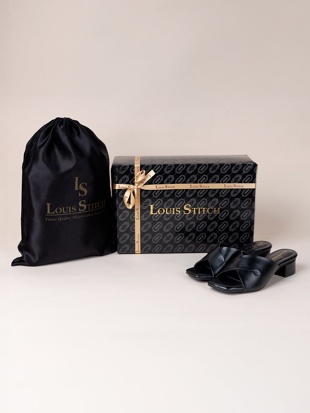 Women's Black Block Heel Mules Lightweight Sandals