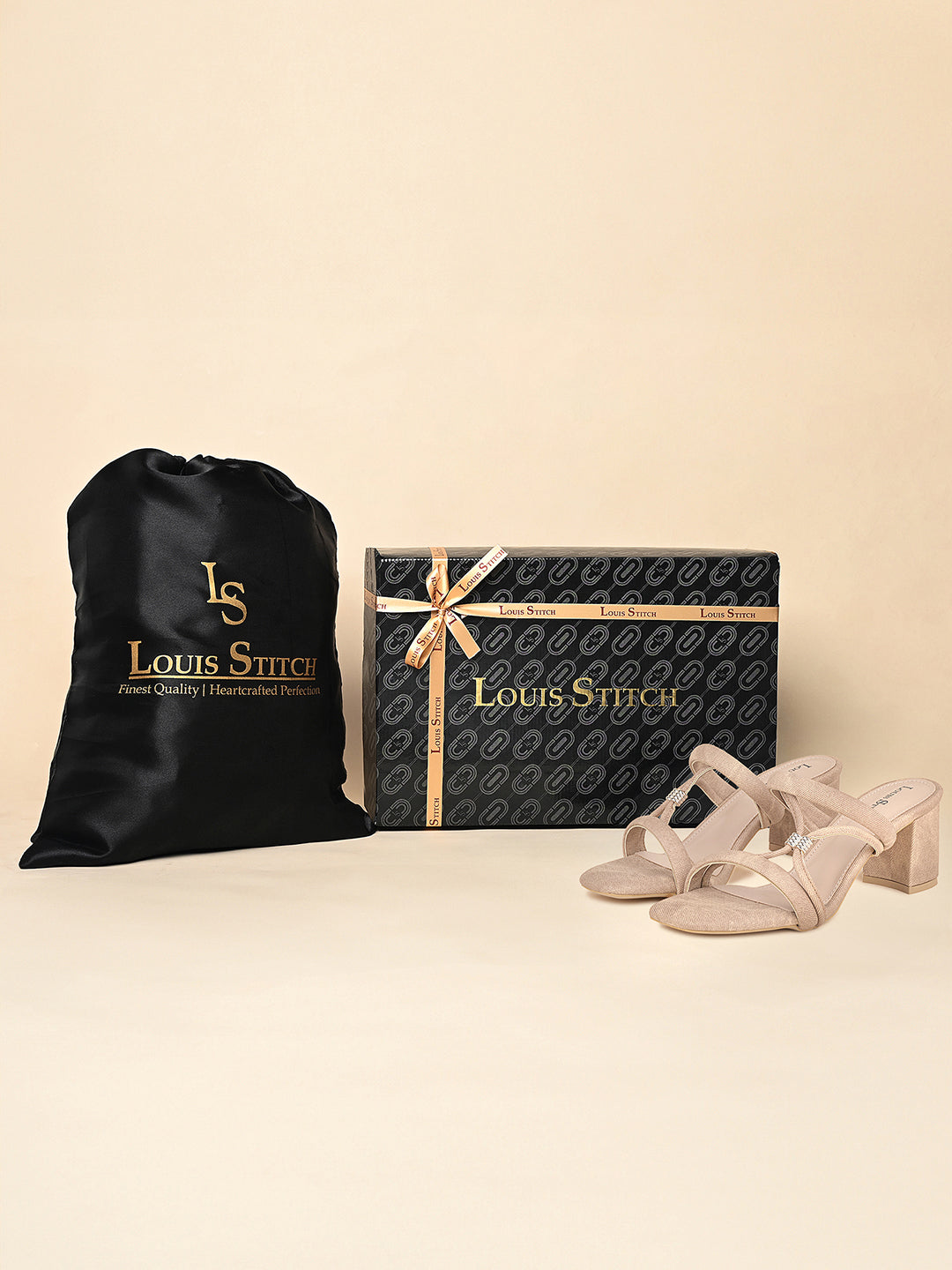 Women Beige Block Heel Slip-On Comfortable Ladies Sandals