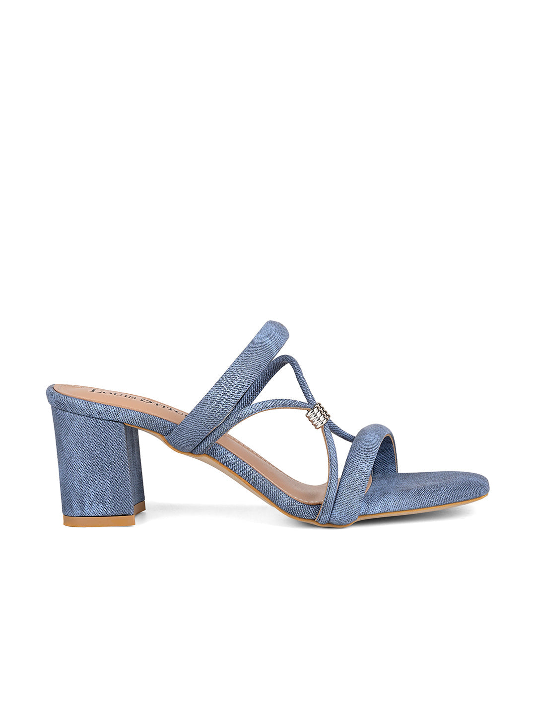 Women Blue Block Heel Slip-On Comfortable Ladies Sandals