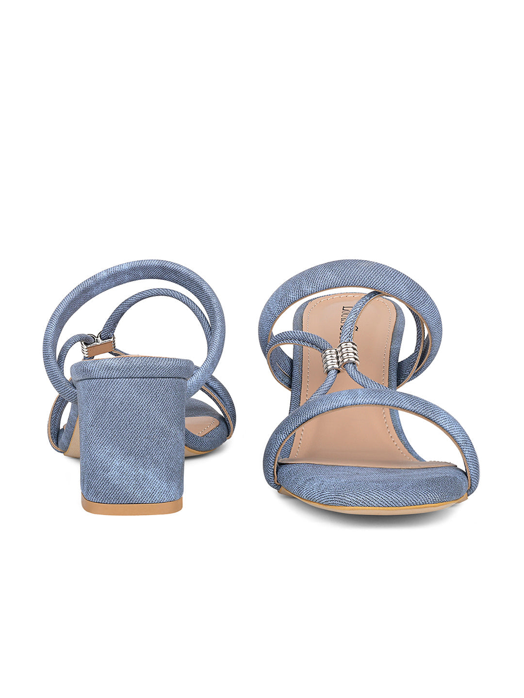 Women Blue Block Heel Slip-On Comfortable Ladies Sandals