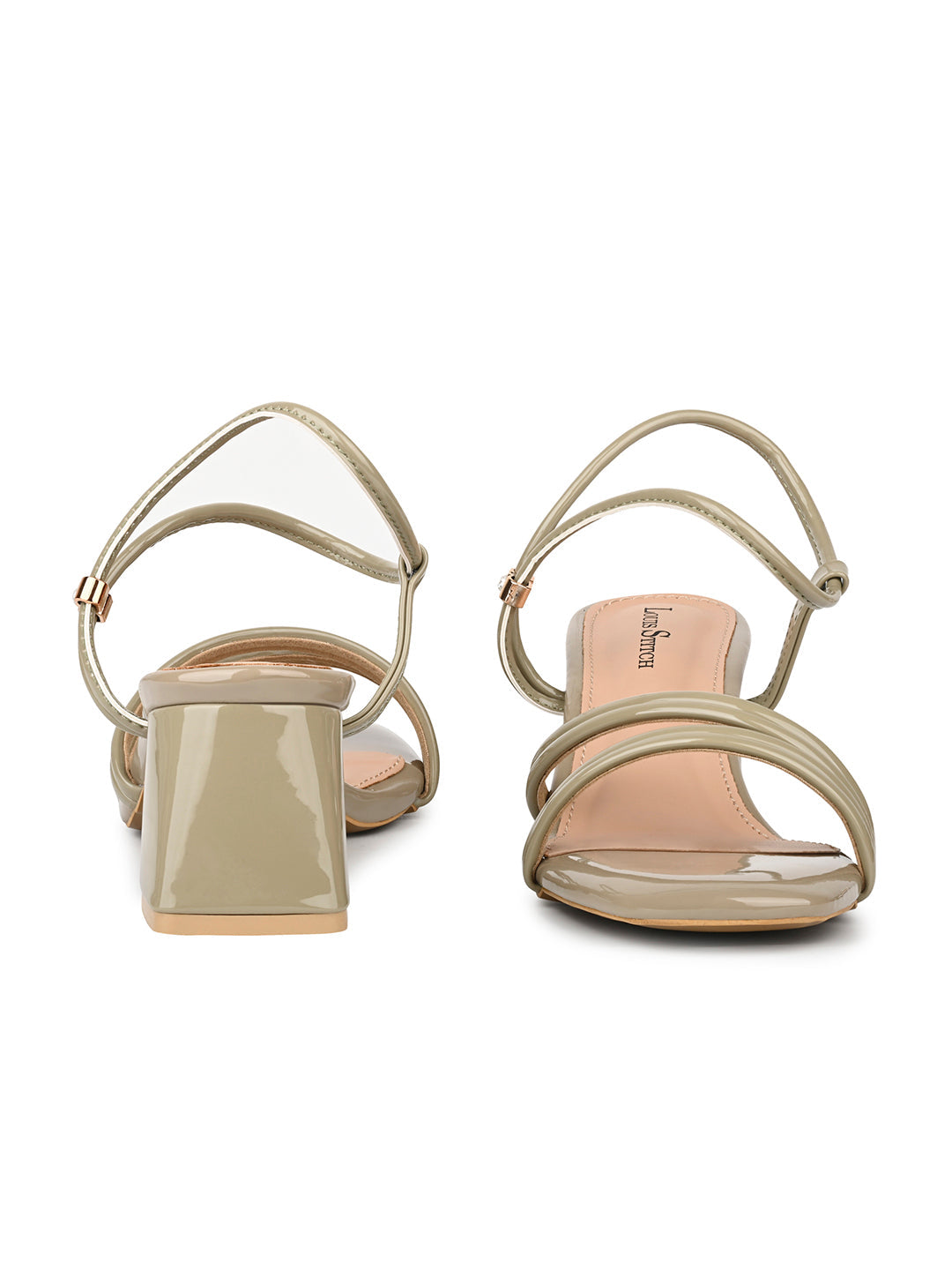 Women Pastel Green Block Heel Slip-On Comfortable Ladies Sandals