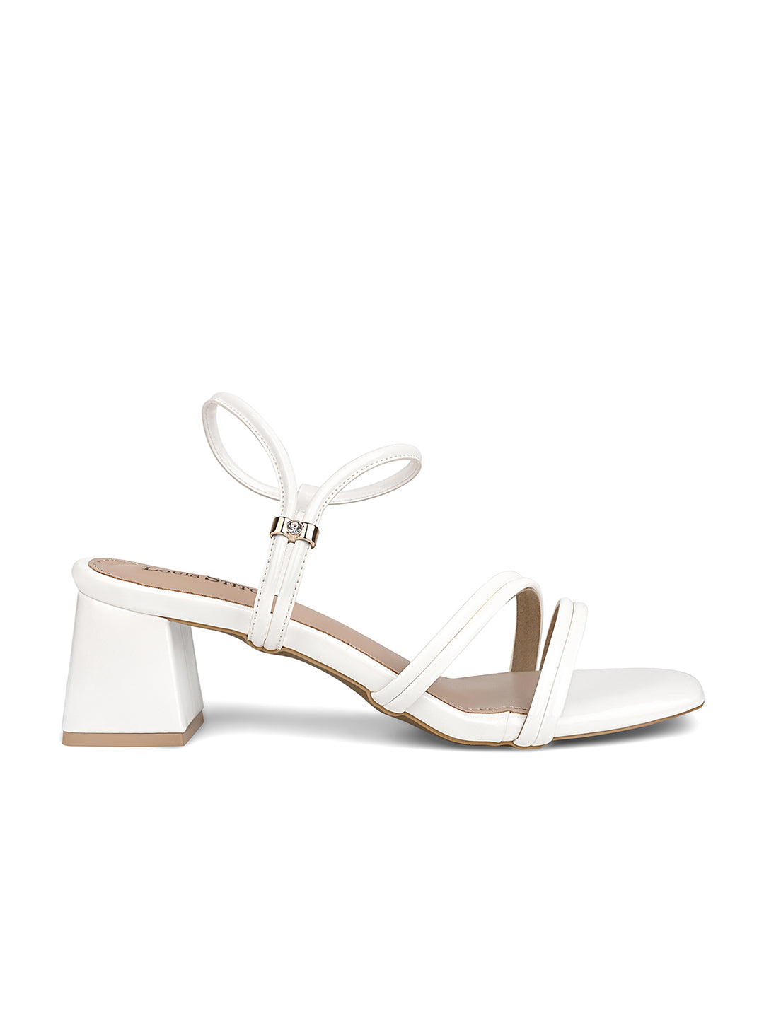 Women White Block Heel Slip-On Comfortable Ladies Sandals