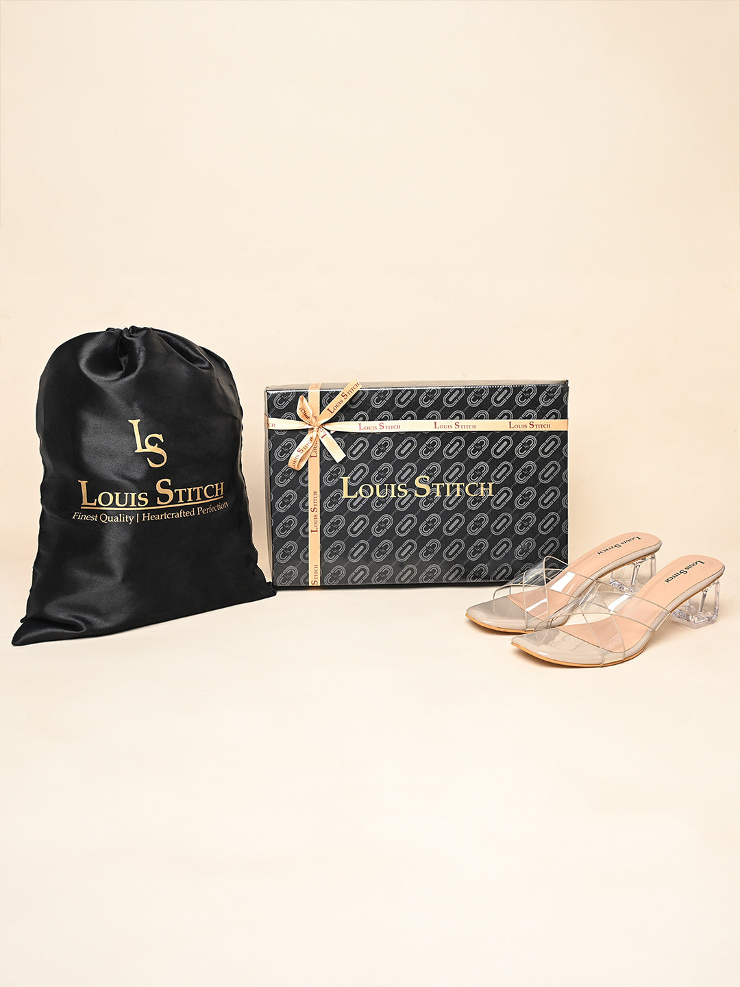 Women's Beige Transparent Cross Strap Block Heel Lightweight Sandals