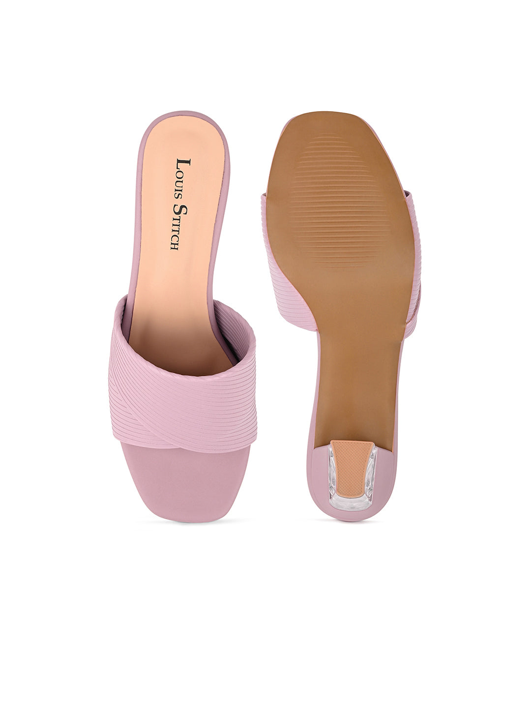 Women's Pink Block Heel Cross Strap Sandals
