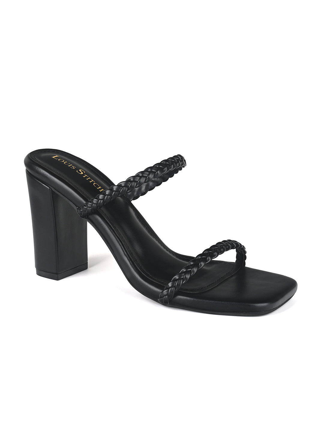 Women's Black Open Toe Block Heel Lightweight Sandals
