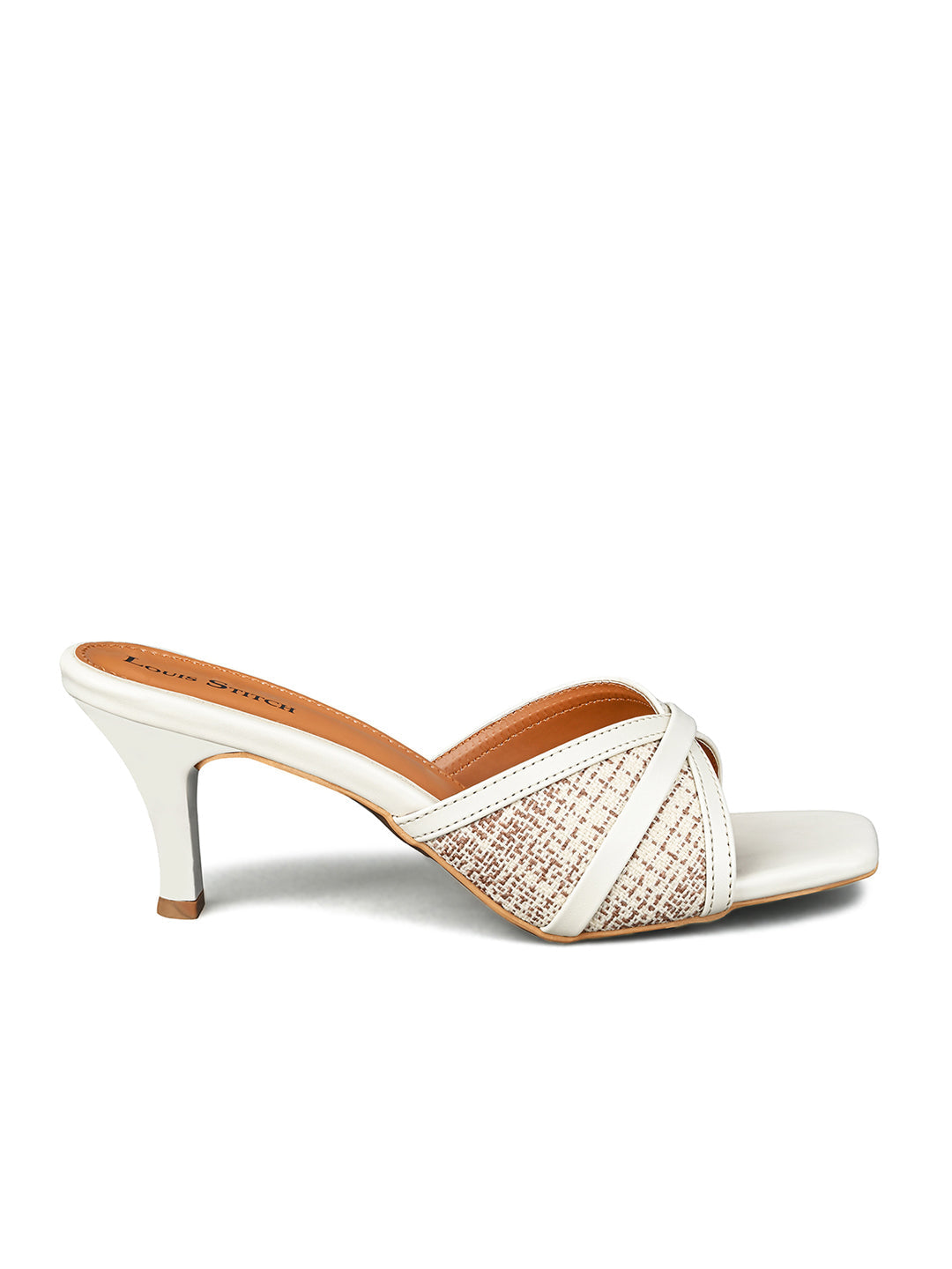 Women's White Slip-On Stiletto Heel Lightweight Sandals