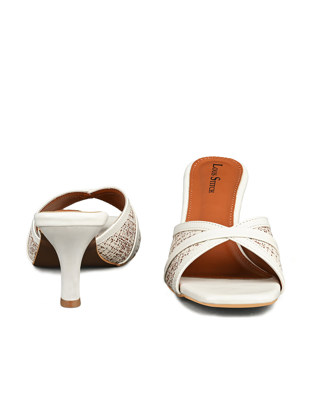 Women's White Slip-On Stiletto Heel Lightweight Sandals