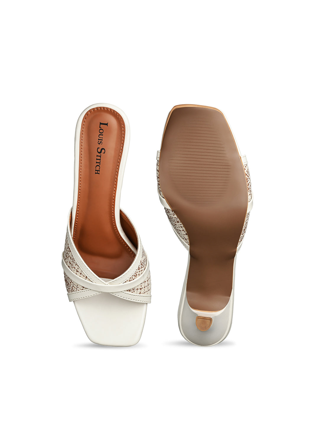 Women's White Slip-On Stiletto Heel Lightweight Sandals