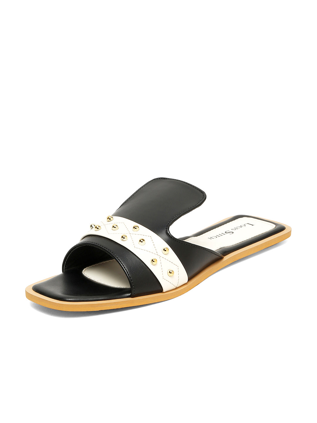 Women's Black Flat Fashion Beads Strap Lightweight Sandals
