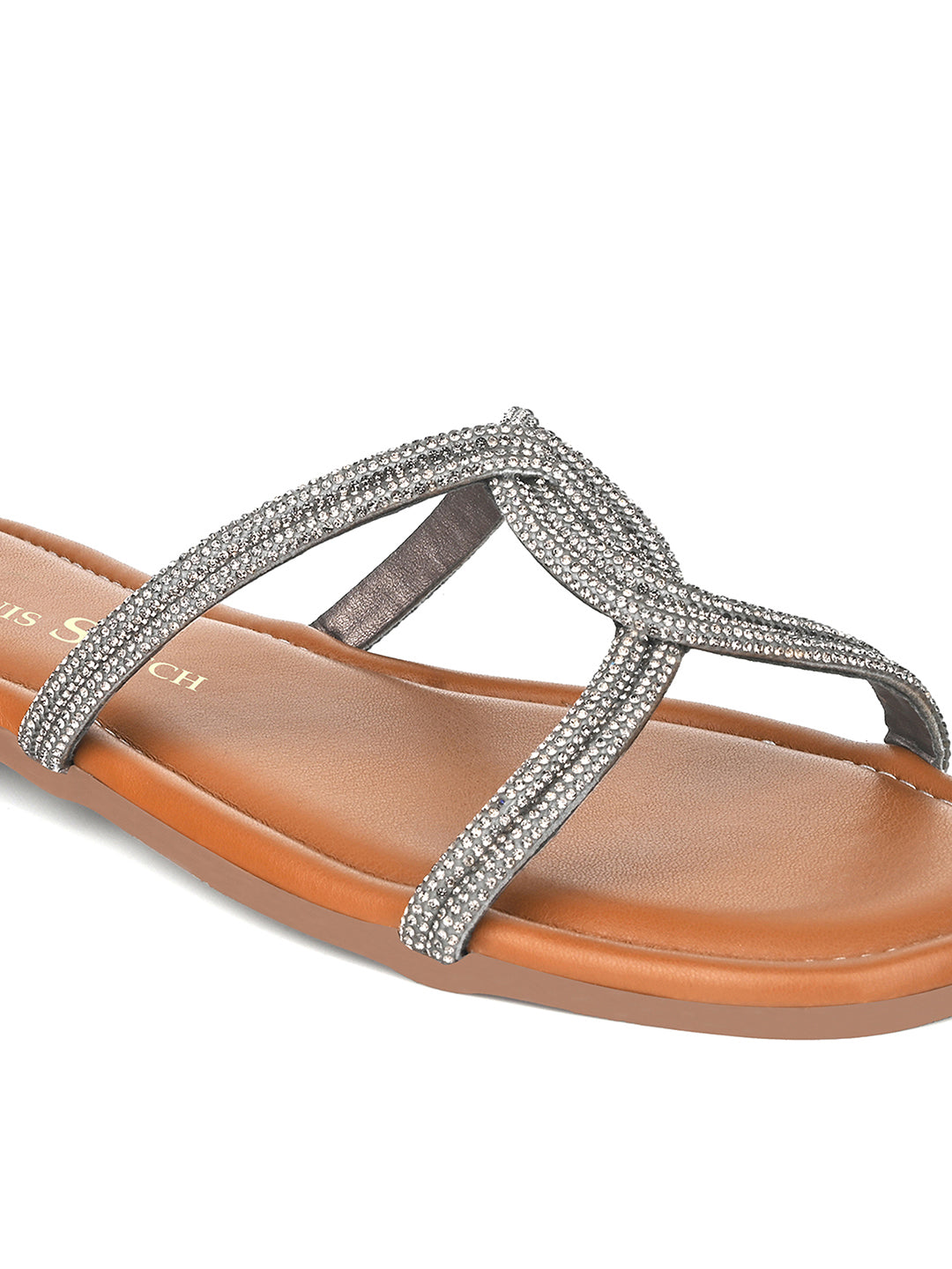Women's Tan Open Toe Cross Strap Flat Heel Lightweight Sandals