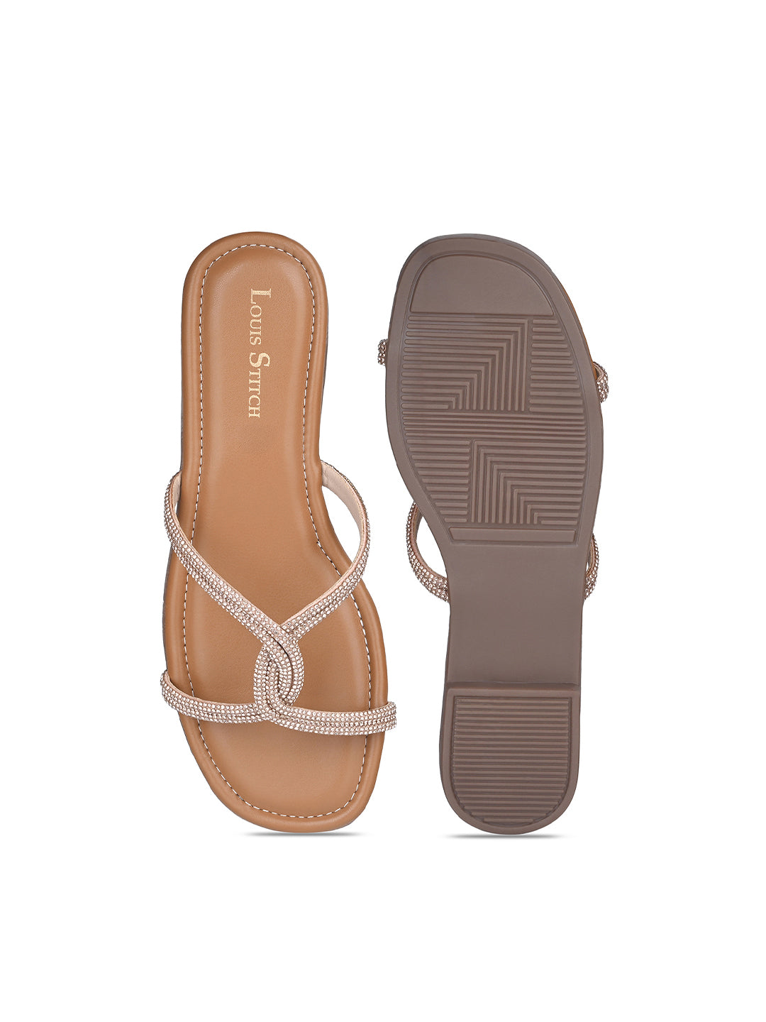 Women's Peach Pink Open Toe Cross Strap Flat Heel Lightweight Sandals