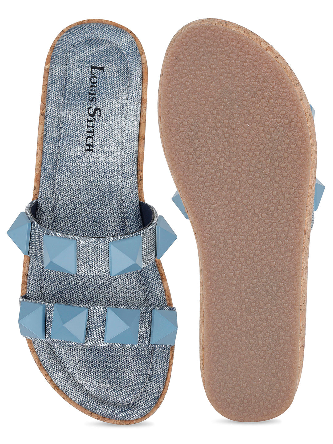Women's Two Strap Diamond Stone Blue Lightweight Sandals