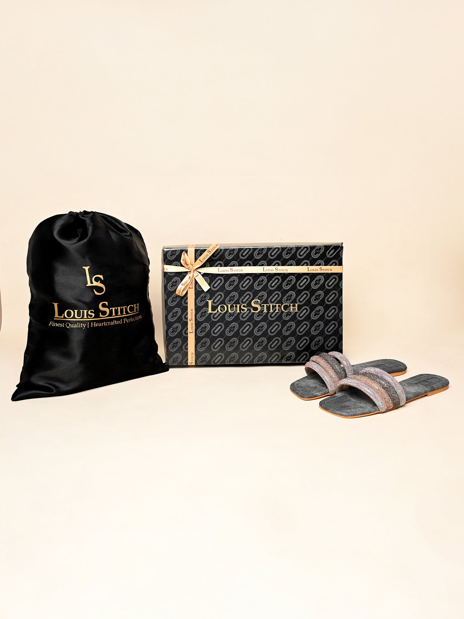 Women's Grey Glitter Strap Flat Heel Lightweight Sandals