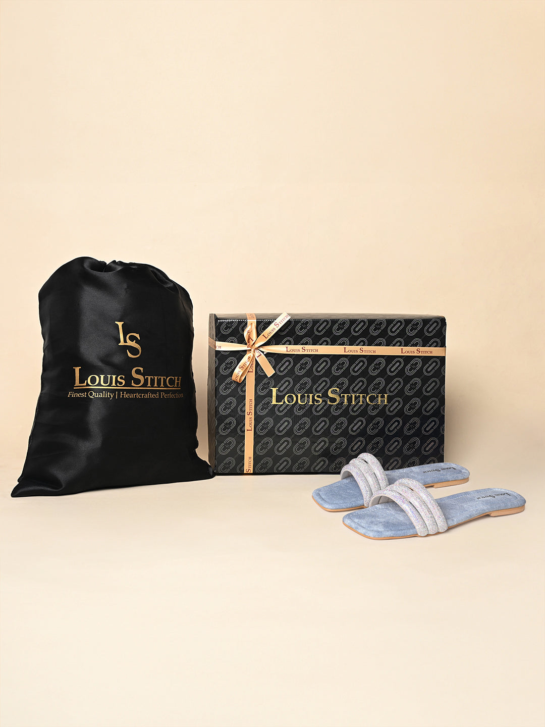 Women's Blue Shiny Strap Flat Heel Lightweight Sandals