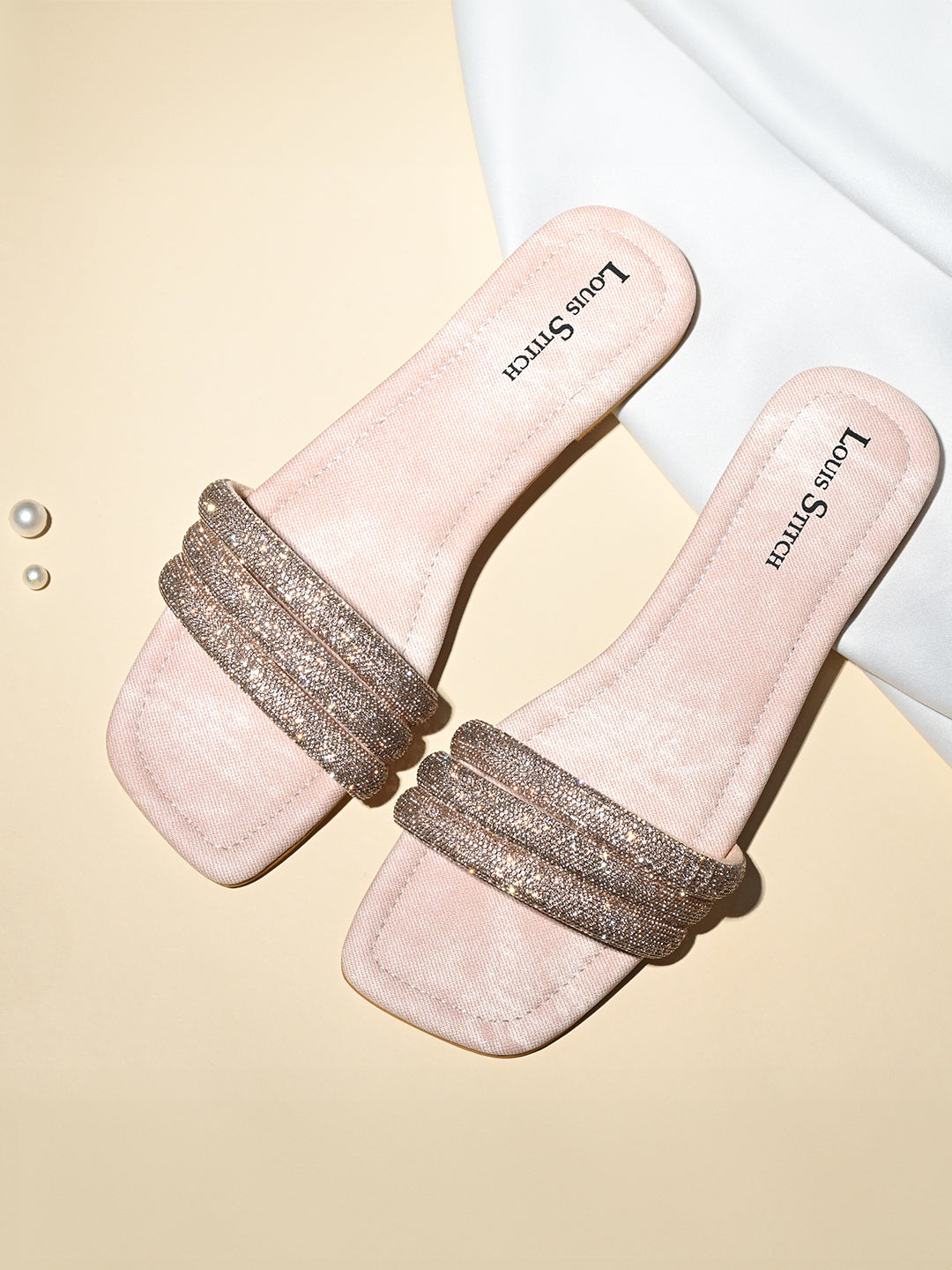 Women's Pink Shiny Strap Flat Heel Lightweight Sandals