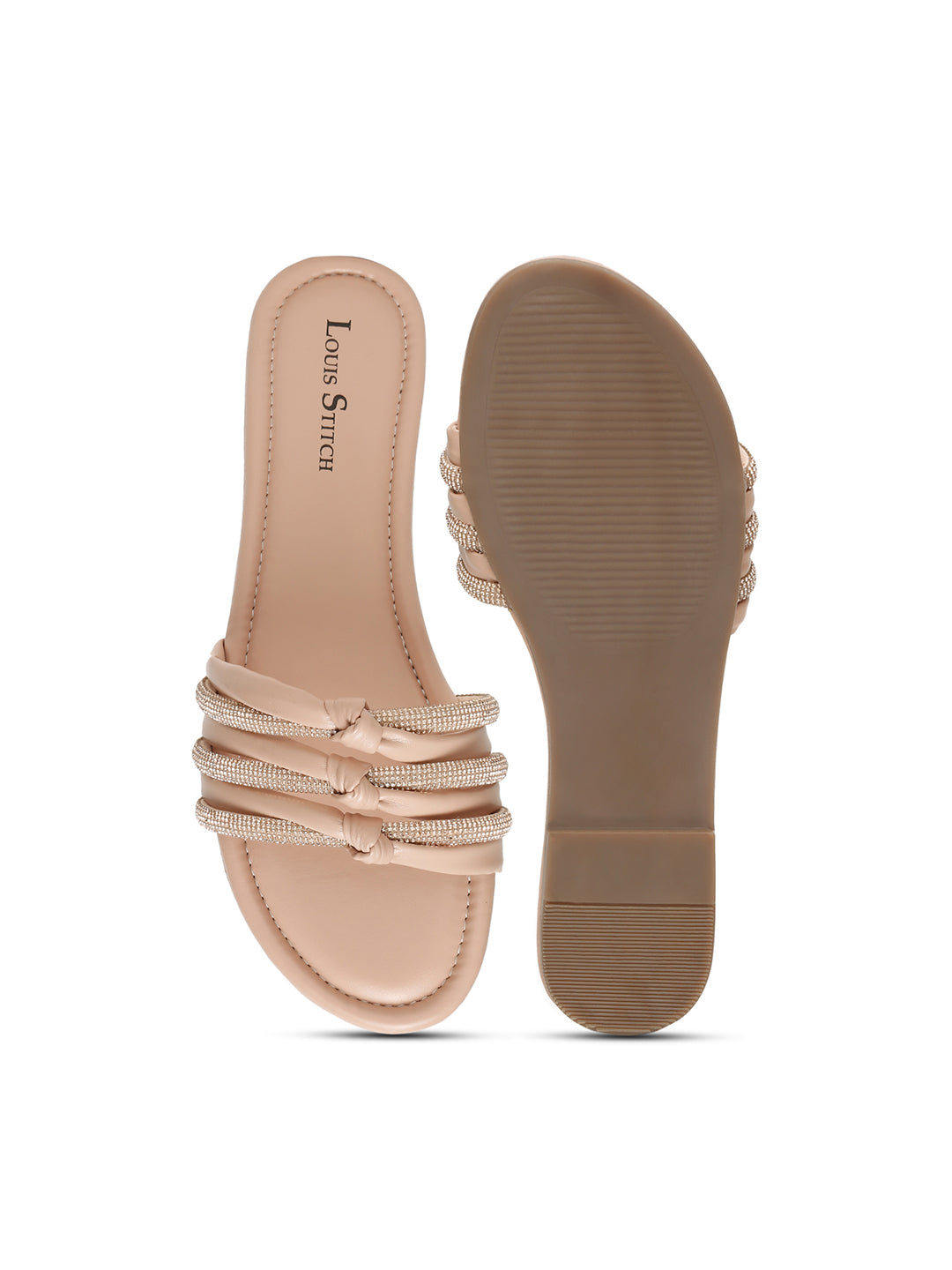 Women's Pink Open Toe Glitter Strap Lightweight Sandals