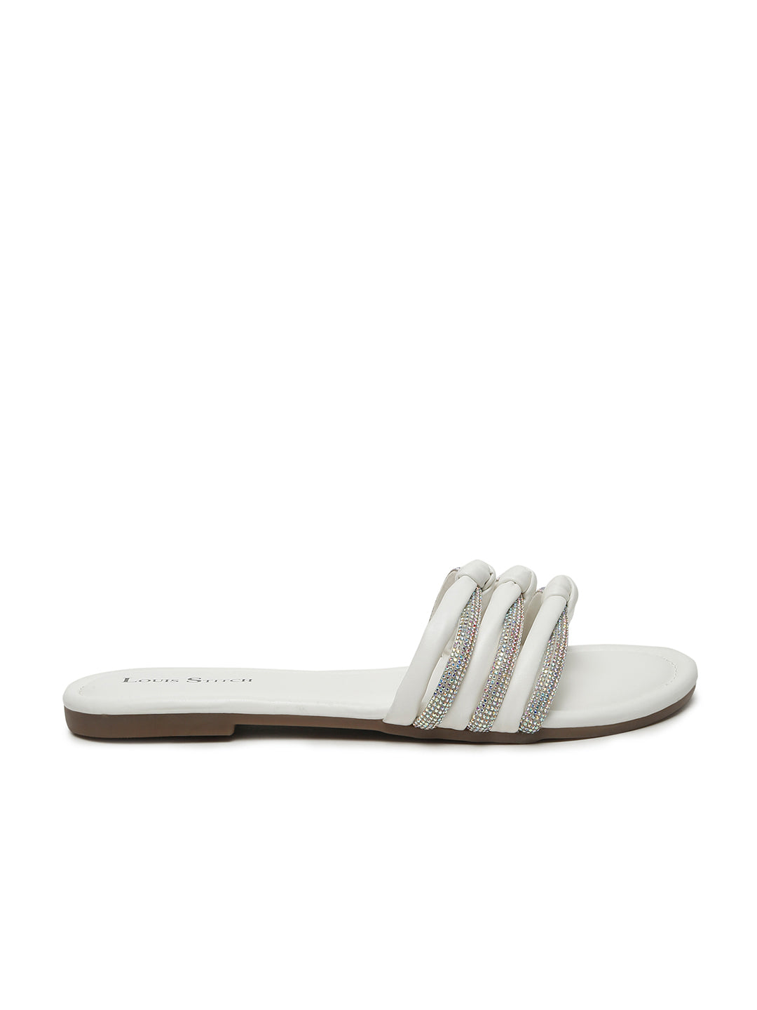 Women's White Open Toe Glitter Strap Lightweight Sandals