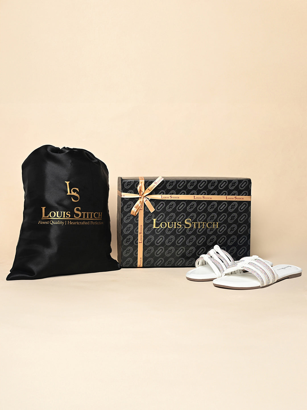 Women's White Open Toe Glitter Strap Lightweight Sandals