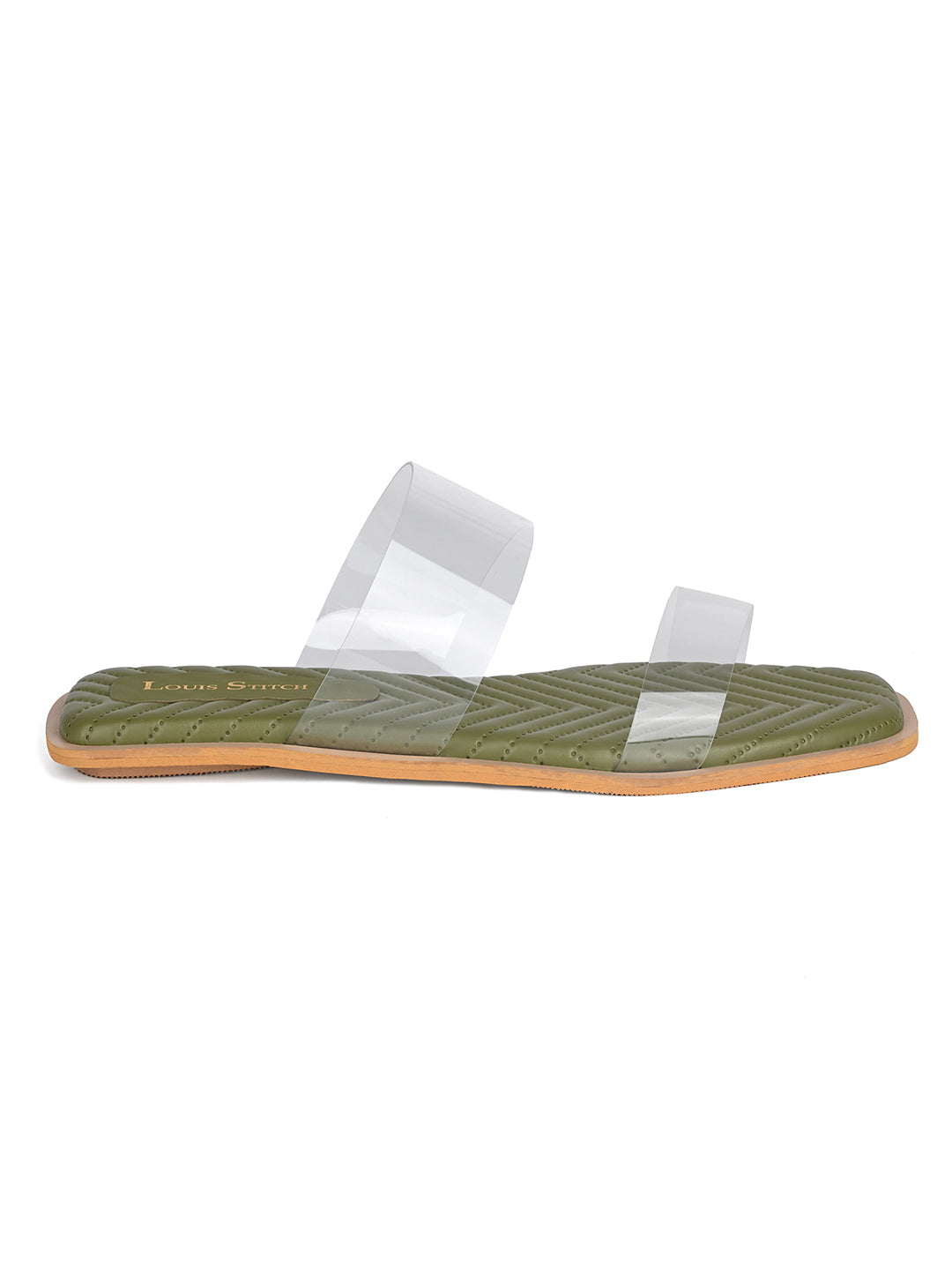 Women's Silicon Strap Green Open Toe Stylish Slip-On Sandals