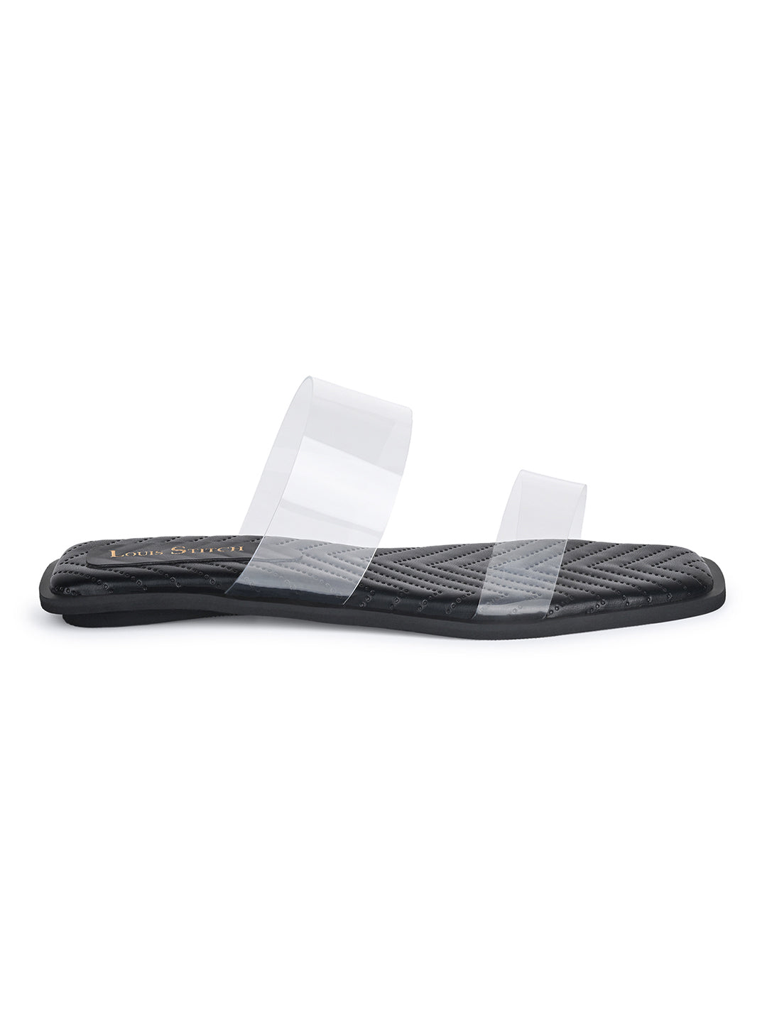 Women's Silicon Strap Black Open Toe Stylish Slip-On Sandals