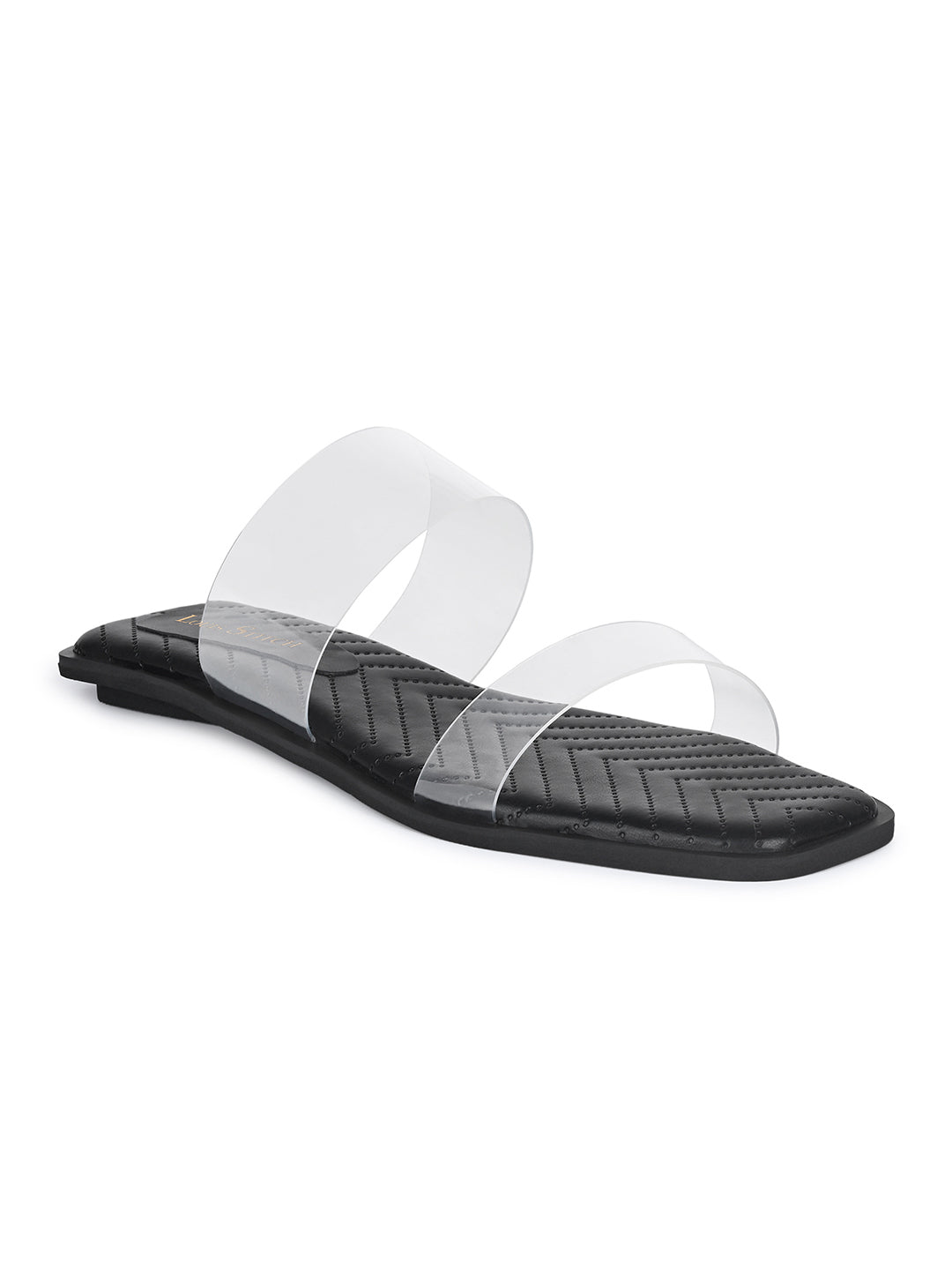 Women's Silicon Strap Black Open Toe Stylish Slip-On Sandals