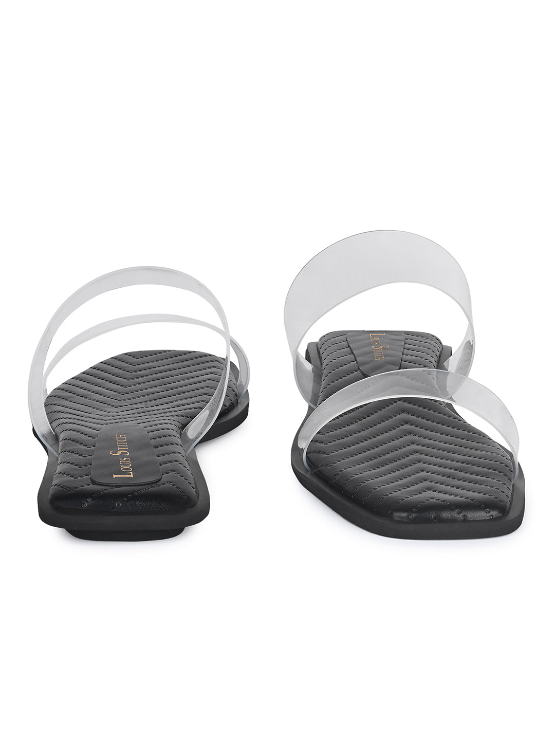 Women's Silicon Strap Black Open Toe Stylish Slip-On Sandals
