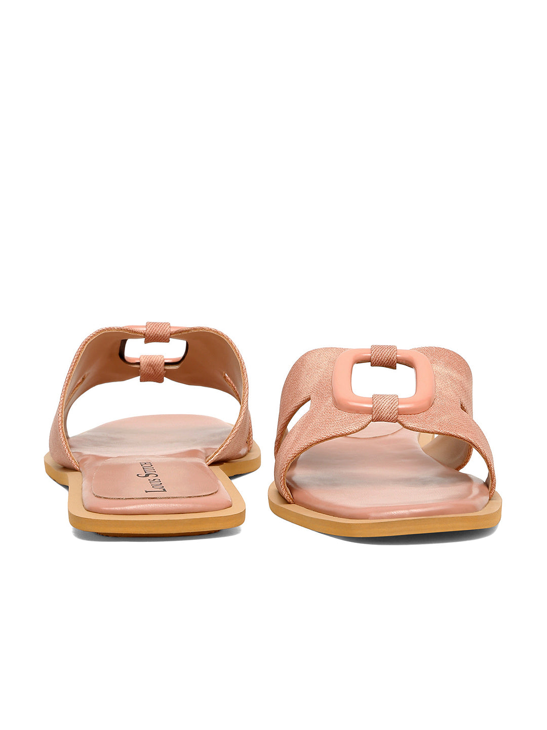 Women's Pink Flat Fashion Square Buckle Strap Lightweight Sandals