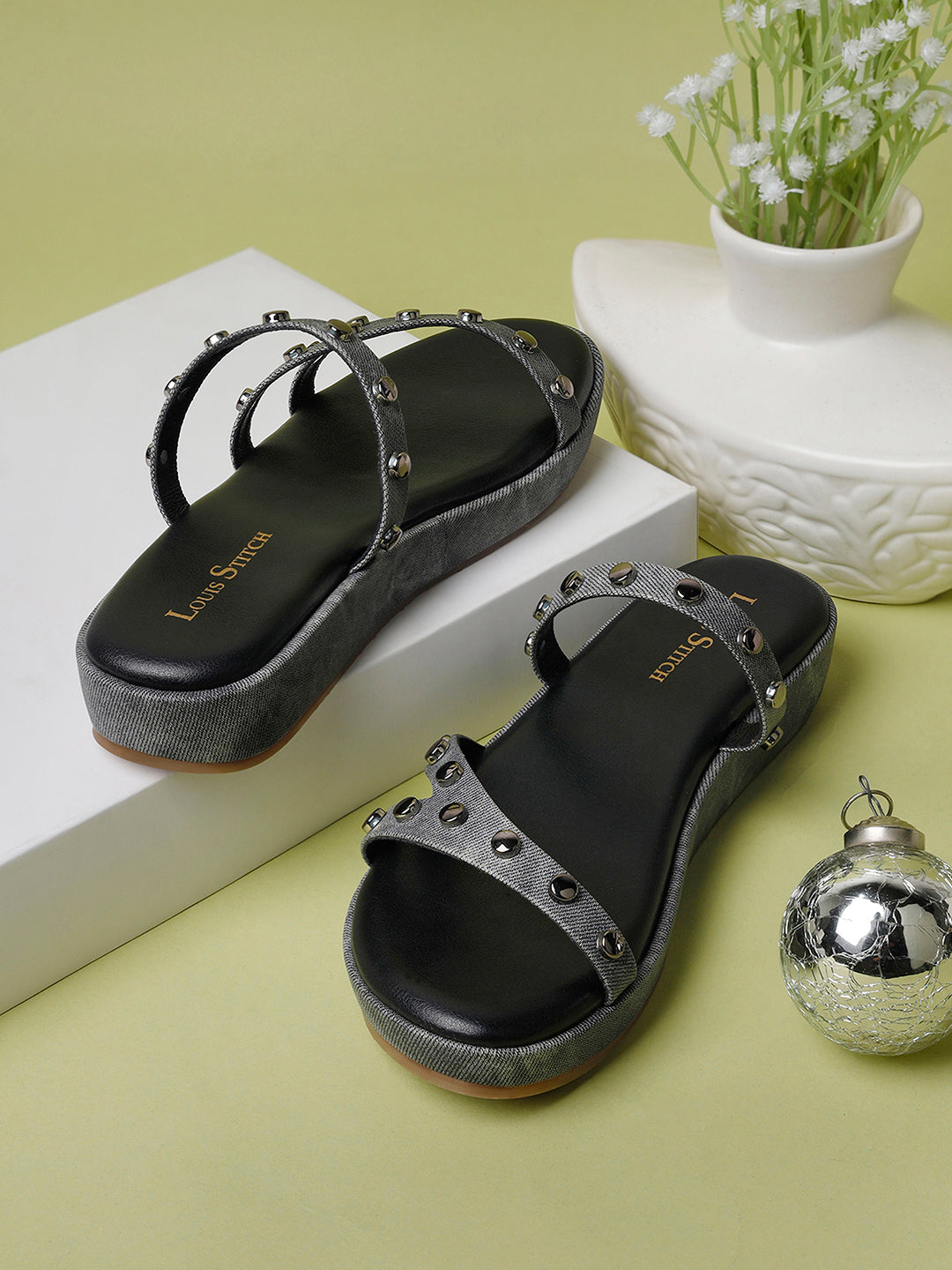 Women's Beads Straps Black Lightweight Sandals