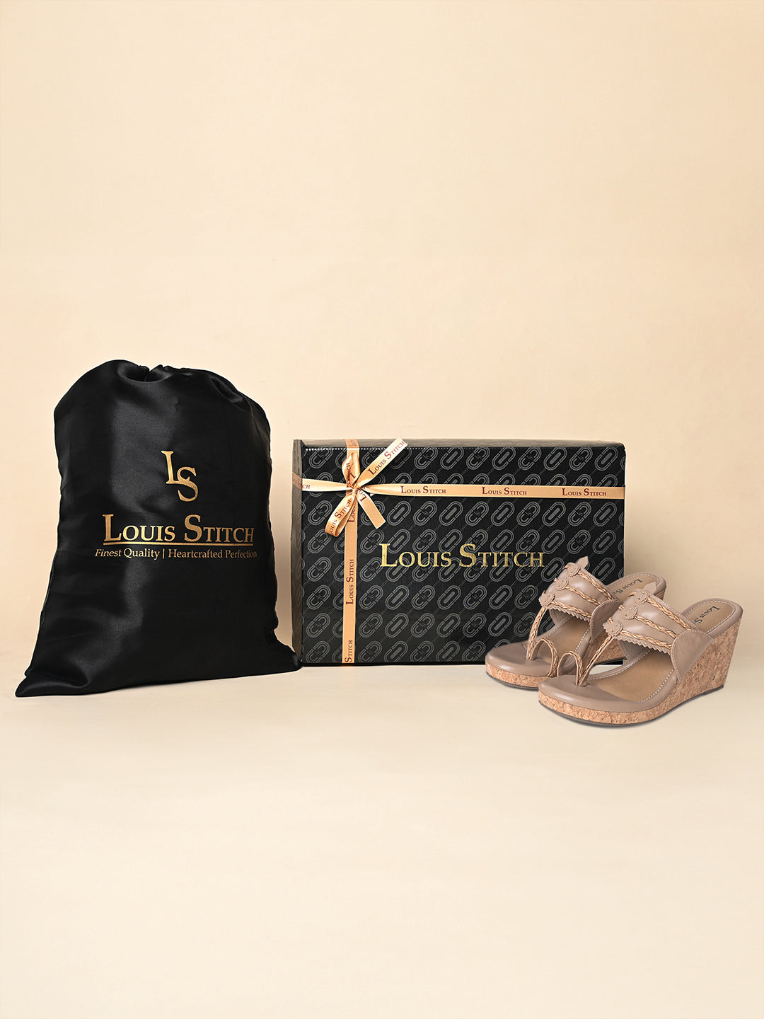 Women's Beige Toe Ring Wedge Heel Lightweight Sandals