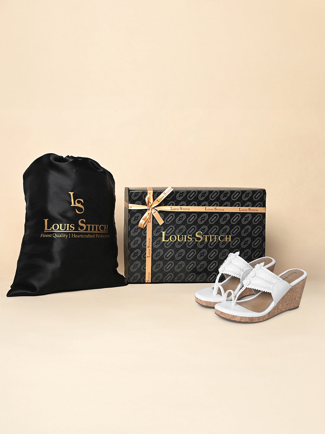 Women's White Toe Ring Wedge Heel Lightweight Sandals