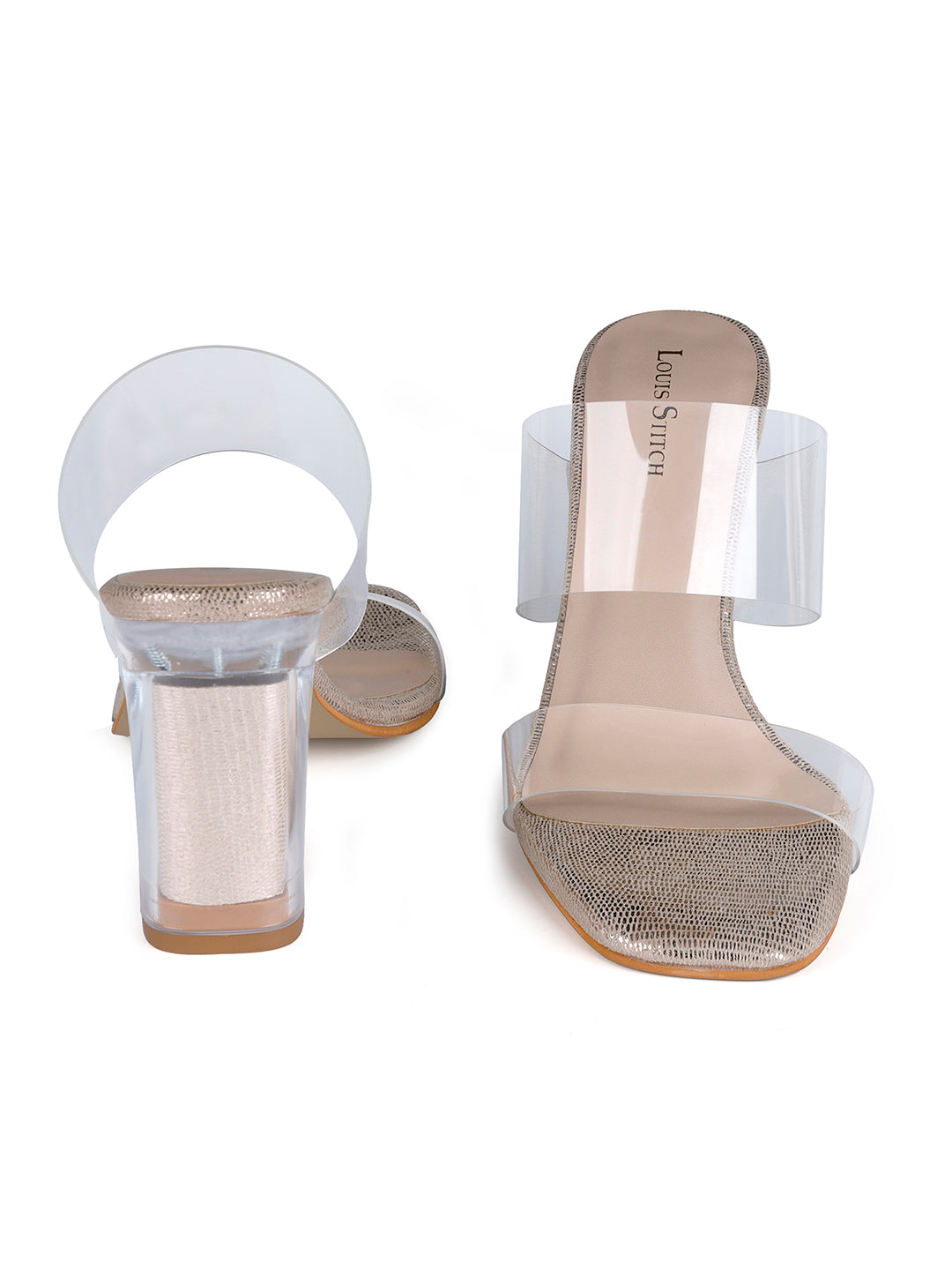 Women's Transparent Double Straps Golden Lightweight Sandals