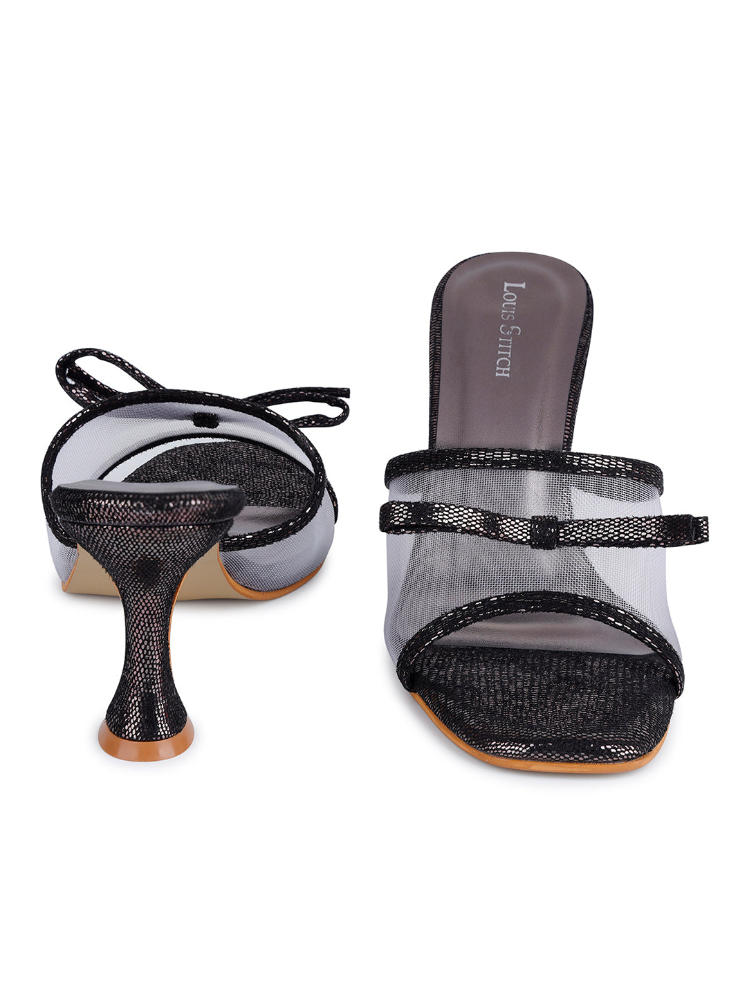 Women's Transparent Bow Straps Black Lightweight Sandals