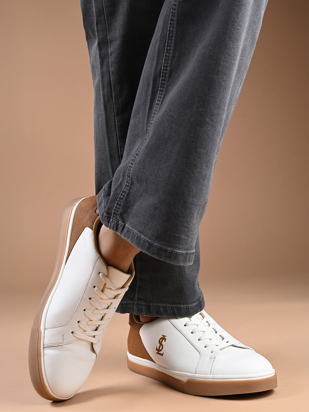Canadian White and Tan Comfortable Lace-Up Sneaker