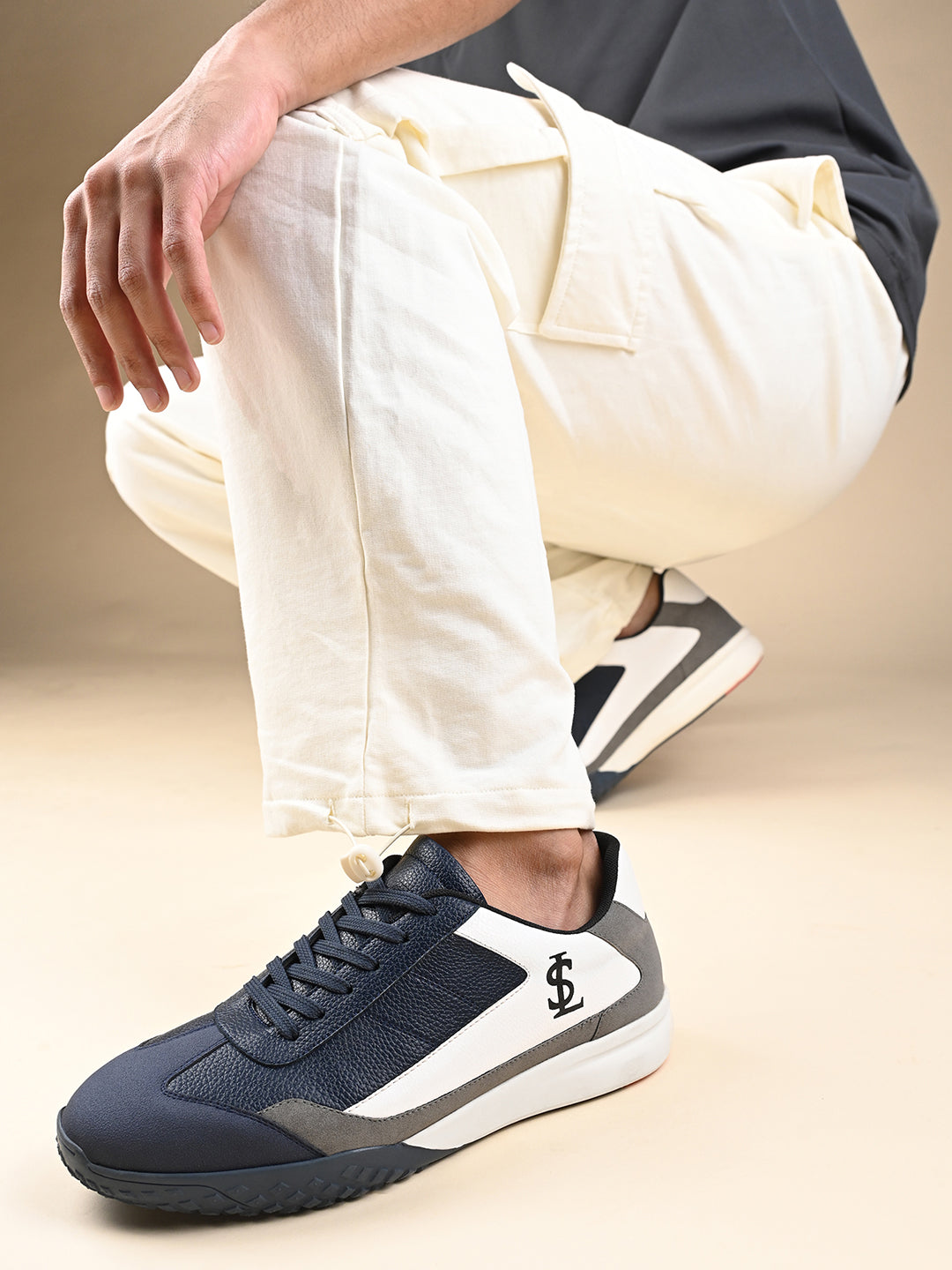 Blue and Grey Comfortable Lace-Up Sneaker