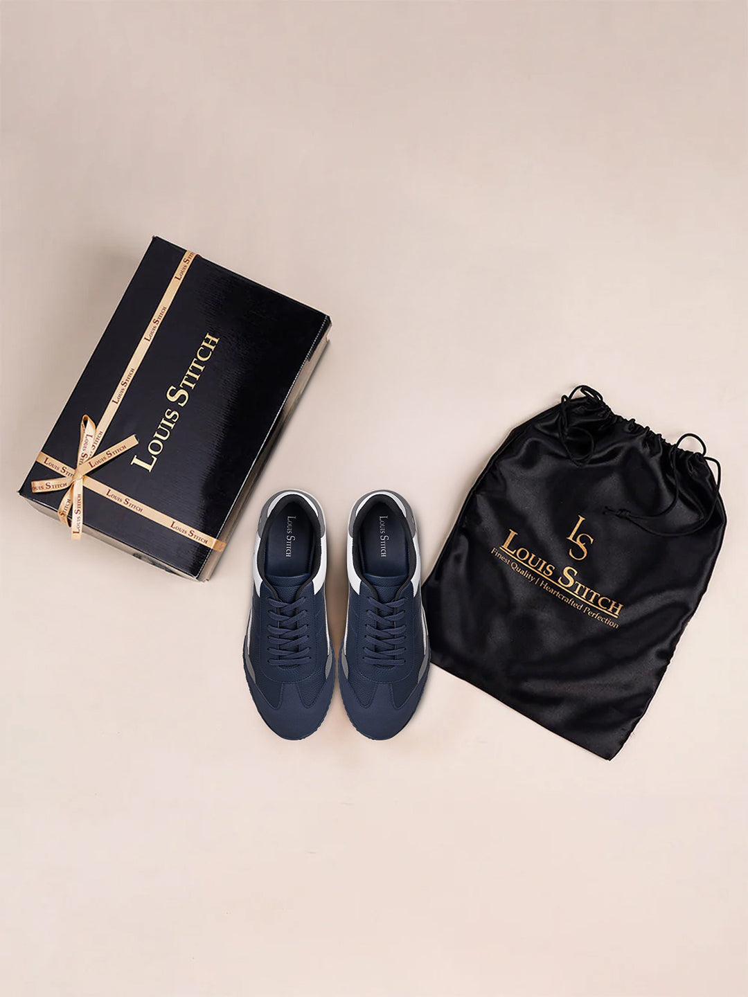 Blue and Grey Comfortable Lace-Up Sneaker