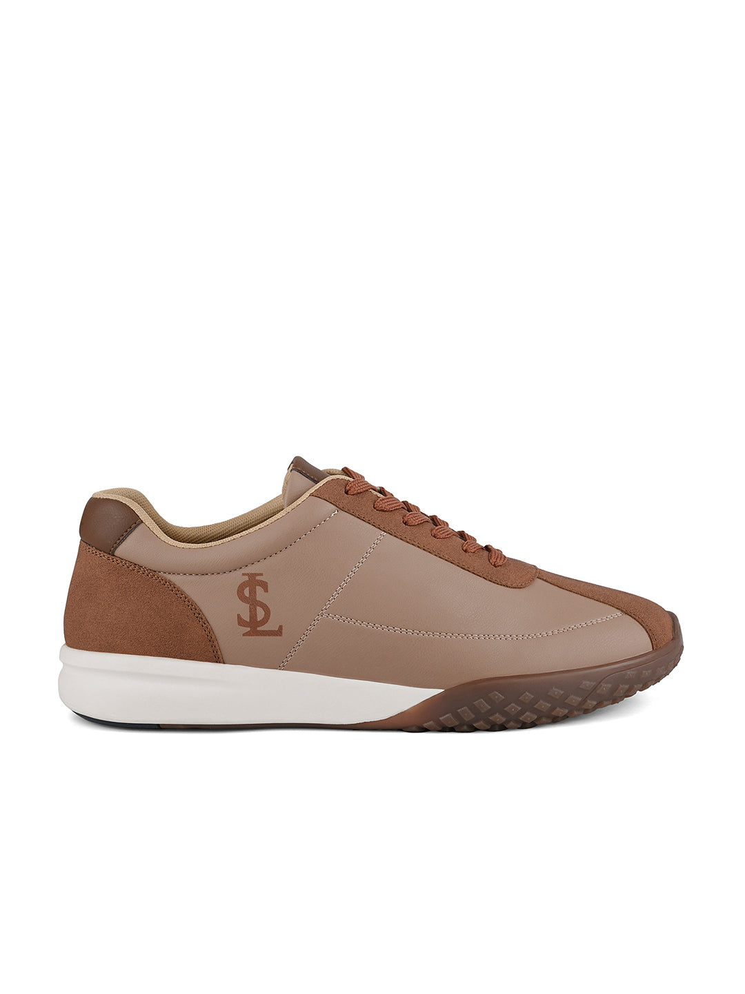 Russet Tan and Beige Comfortable Lace-Up Sneaker