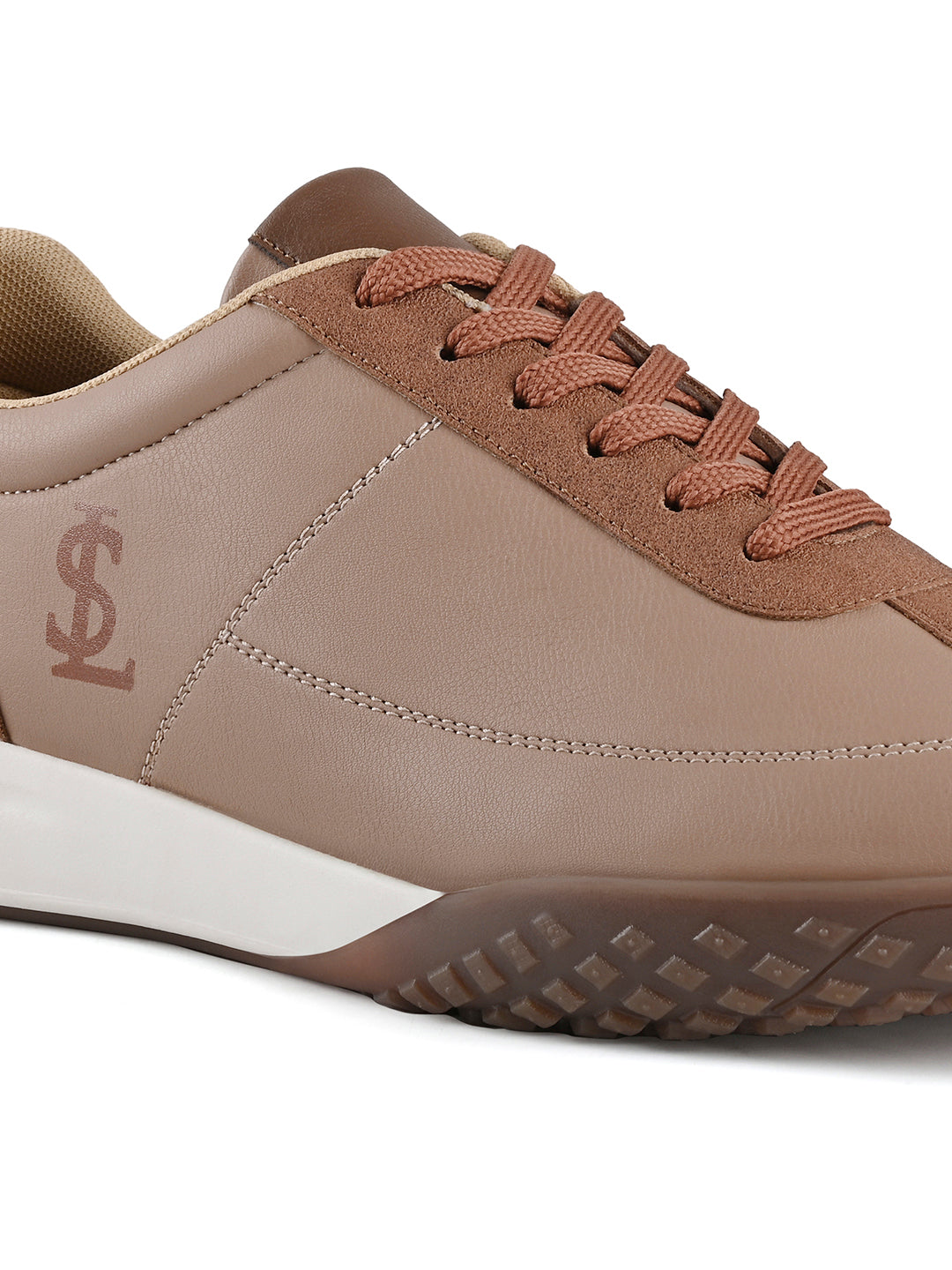 Russet Tan and Beige Comfortable Lace-Up Sneaker